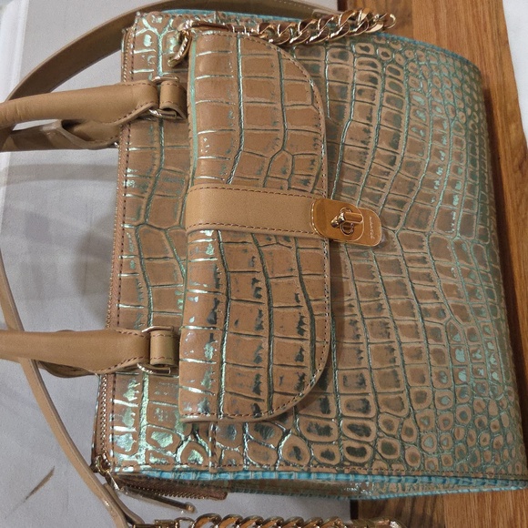 💛🔹️Brahmin 🔹️Small Caroline Mineral Blue  Fremont Genuine Leather Satchel - Picture 9 of 11